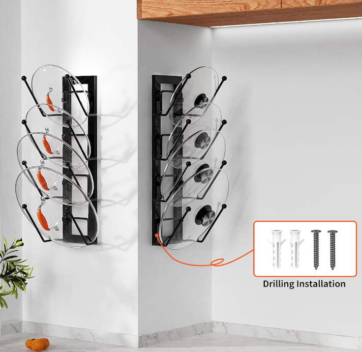 Adjustable Cabinet Door Pot Lid Organizer with Adhesive Mounting - Image 2