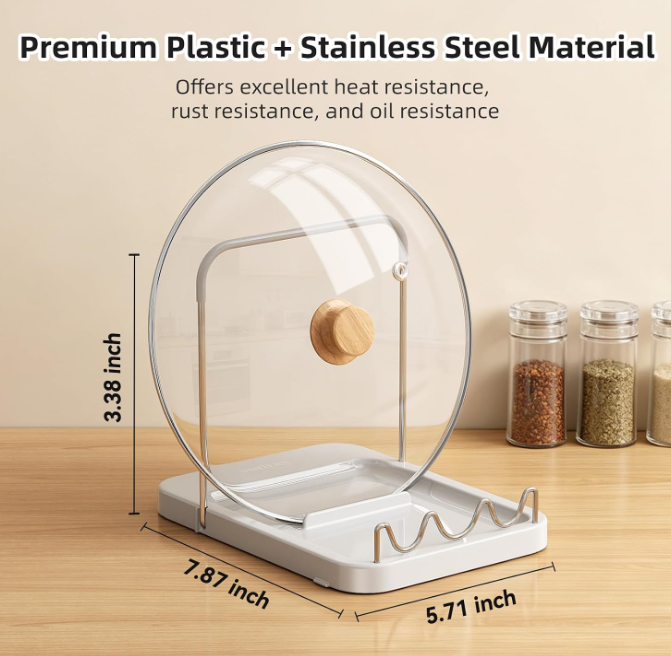 Countertop Pot Lid Holder with Spoon Rest - Image 2