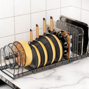 Expandable Pot Lid Organizer with Adjustable Compartments
