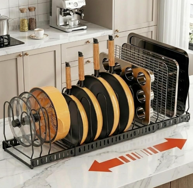Expandable Pot Lid Organizer with Adjustable Compartments - Image 2