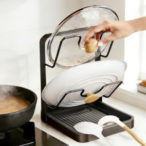 Two-Tier Pot Lid Holder with Removable Drip Tray