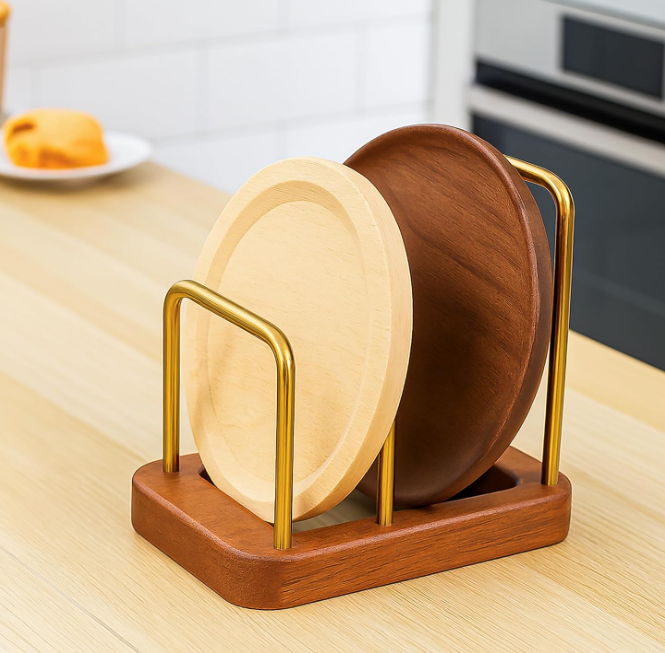 Wooden Base Cutting Board and Pot Lid Organizer - Image 2