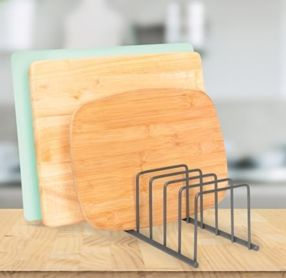 Multi-Slot Cutting Board and Bakeware Storage Rack
