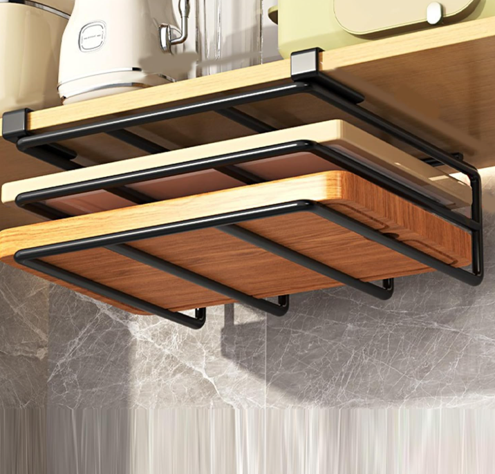 Under Cabinet Cutting Board and Pot Lid Storage Rack