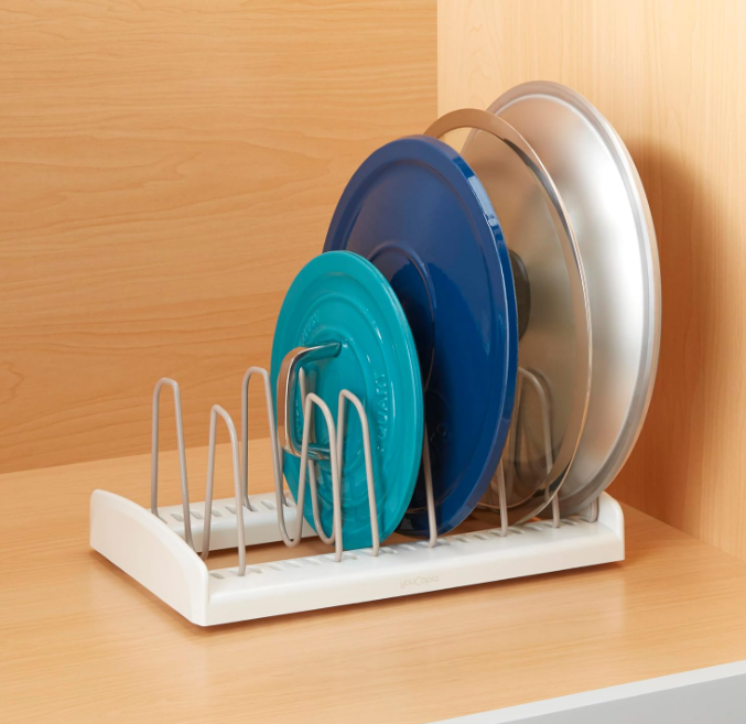 Adjustable Pot Lid Holder for Kitchen Cabinet Storage