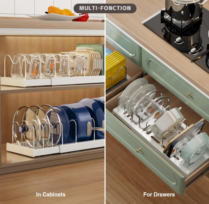 Expandable Food Container Lid Organizer with Adjustable Dividers - Image 2