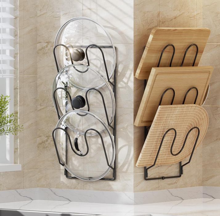 Cabinet Door Mounted Pot Lid Holder Rack
