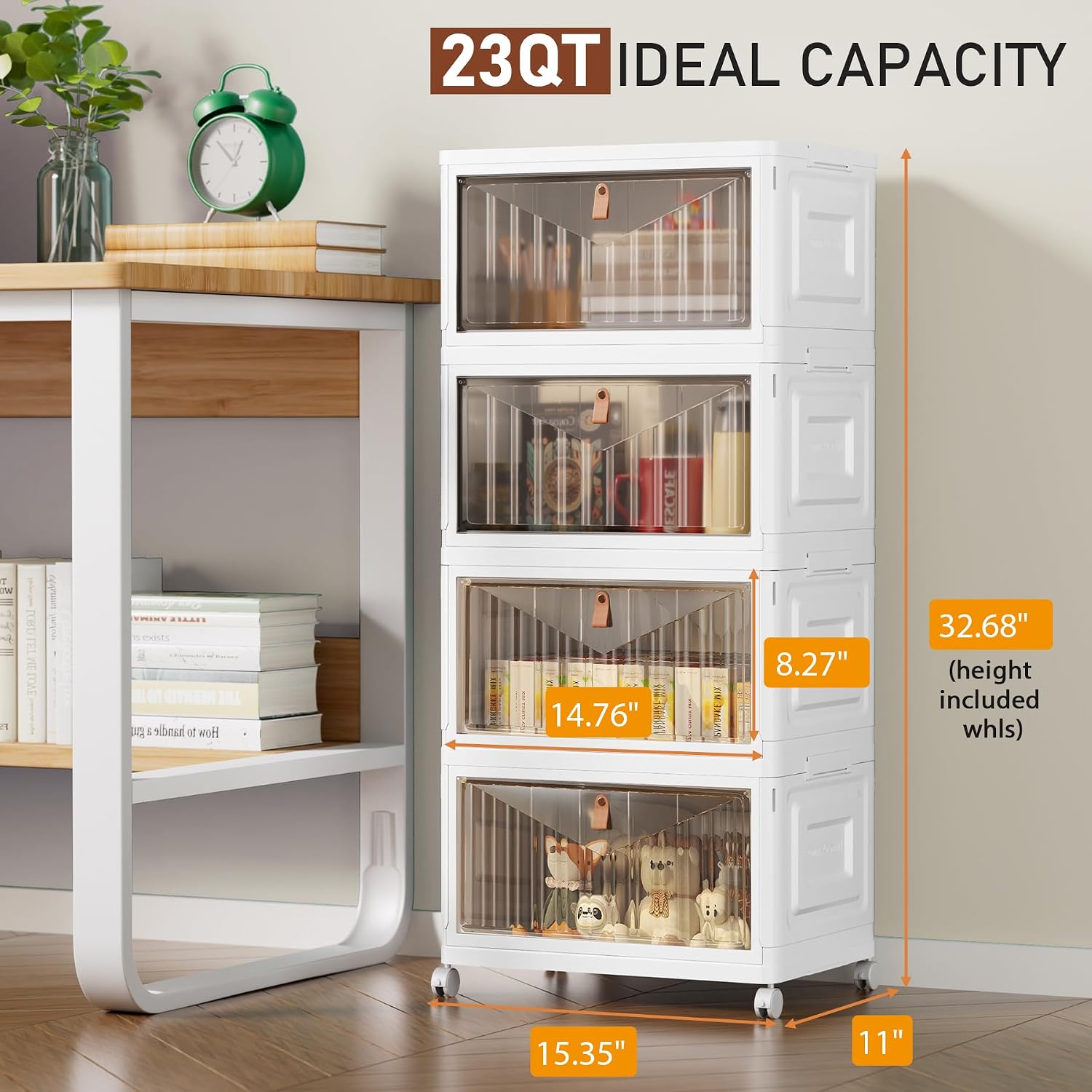 Rolling Storage Organizer with Open Compartments - Image 2