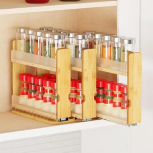 Bamboo Pull-Out Spice Rack Organizer for Cabinets