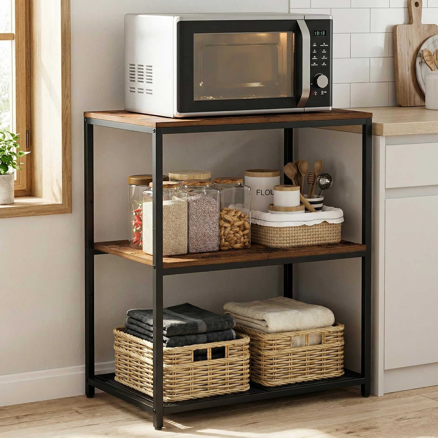 Kitchen Island Storage Shelf with Open Shelves