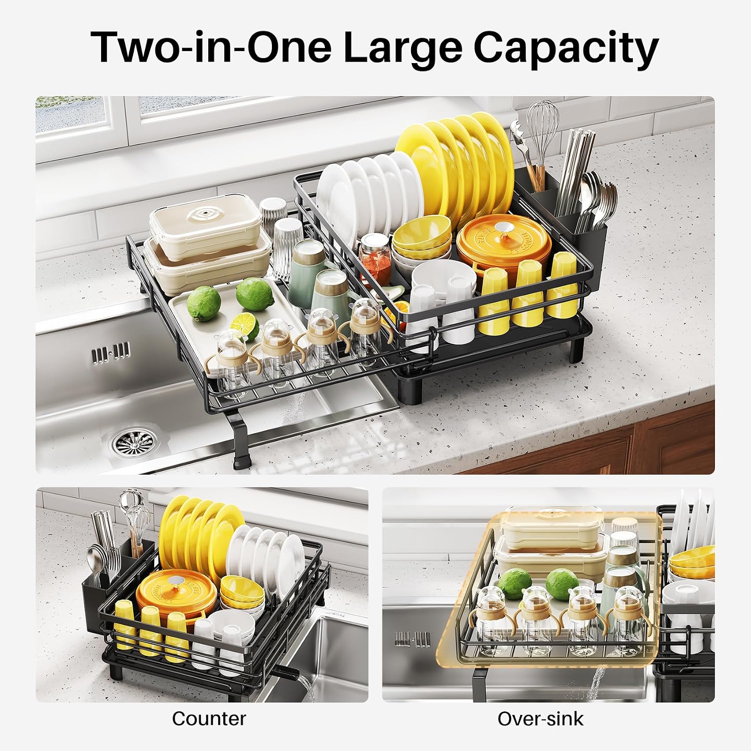 Expandable Stainless Steel Dish Drying Rack - Image 2