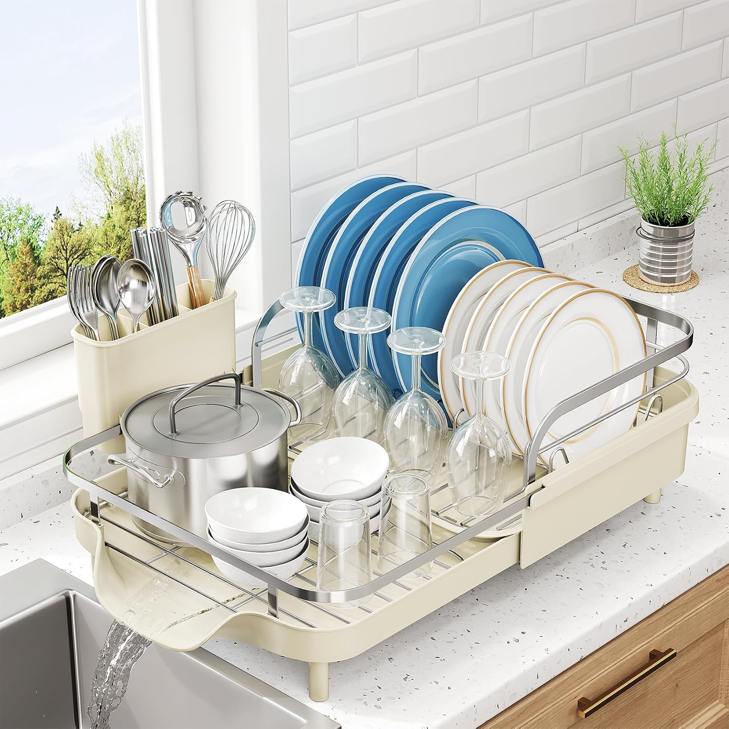 Expandable Dish Drying Rack for Kitchen Countertops